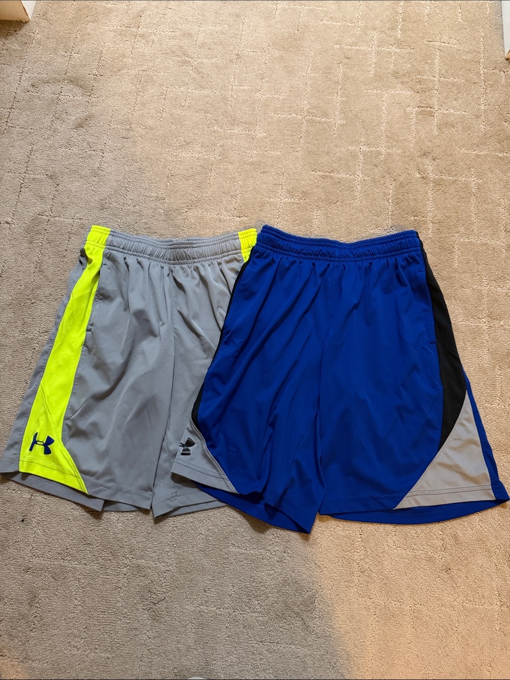Under Armour boys Shorts - Gray with Neon Yellow & Royal Blue